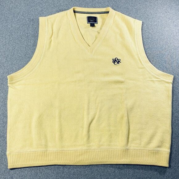 Vintage R&R Pro 100% cotton Men's Thick Knit Vest Size XL Yellow - Picture 1 of 4